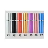 5 ml tom parfymflaska 7 färger påfyllningsbar flaska aluminium spray atomizer flaskor bärbar resenär pump sprayer kosmetiska behållare bj