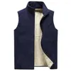 Gilets pour hommes automne et hiver gilet de velours solide manteau de sueur grand épaissi chaud polaire d'agneau mode fermeture éclair B37