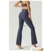 Trajes de catsuit Moda Yoga Ropa Groove Fitness Gym Mujeres Pantalones Elásticos Pierna ancha Flare Leggings Cintura alta Cintura delgada Pantalón de verano Gi Dhljq