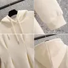 Casual Dresses Women's Mid-Length Drawstring Hooded Dress 2023 Autumn Winter Korean Style All-Matched