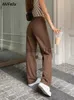 Jeans Femme Carpenter Jeans en marron taille haute ample jambe droite jean femmes 2022 mode Y2k décontracté Streetwear femme pantalon Baggy pantalon J231211