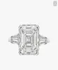 Nowy prawdziwy 925 Srebrny luksusowy Asscher Cut Diamond Wedding zaręczynowy dla kobiet Srebrny Radiant Cut Pierścień Biżuteria N644190048