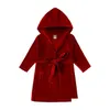 Towels Robes Kids Girls Christmas Pajamas Family Hoody Red Veet Sleepwear Long Nightgown Pyjama Enfant Fille Boys Clothes Pjs 221025 D Dh1Hs