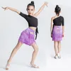 Stage Wear Children's Latin Dance Girls Summer Performance Clothing Competition Fringe Skirt Two Piece Set