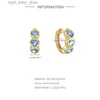 Stud Aide 925 Sterling Silver Three Heart Blue Zircon Gold Hoop Piercing Earrings For Women Minimalist Jewelry Wedding Party Gift YQ231211