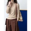 Kobiety swetry proste stały kolor Turtleeck Dom Knitwear Kobieta jesienna zima 2023 Wersja koreańska wąska konsekwencja długiego rękawa w górę