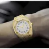 Moissanite relógio marca hip hop high end cheio de diamantes calendário à prova dwaterproof água relógio masculino pode passar no teste