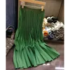 Skirts Miyake Pleat Draped A-line Half-body Skirt Elastic Waist Solid Color Elegant Womens Mid-length Casual Simple Fashion