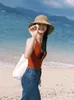 Cappelli a tesa larga di paglia per le donne Summer Beach Turismo protezione solare cappello femminile vacanza tessuto a mano pescatore signore parasole Cap Panama