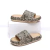 Slippers Women's Leopard Print Slides Lightweight Open Toe Slip On Shoes Comfy Indoor
