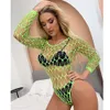 Kvinnor i ett stycke Set Fish Net Sexig transparent frestelse Bodycon Lingerie Erotic Mesh Hollow Perspective Bodysuit Sexig