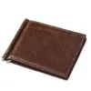 Wallets Genuine Leather Men's Vintage Money Clip Male Bifold Purse Simple Billfold Wallet Men Clamp Slim Cash Card HolderWalle283H