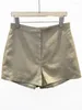 Frauen Shorts Hohe Taille Leinen Casual Zipper Solide Farbe Für Weibliche Sommer 2023
