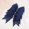Hårtillbehör 10st Sequin Classic Solid Color Big Bow Elastic Hairband Girl Ribbon Headwear Kid Fairy Spirit