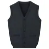 Mäns västar 2023 Höst- och vinter V-hals Imitation Wool Solid Color Sweater Vest Cardigan Warm Male R104