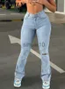 Women's Jeans Flare Stretch Jeans High Waist Loose Comfortable Ripped Jeans Women Pants 2022 Sexy Fashion Boyfriend Denim Pencil Pant Trousers J231211