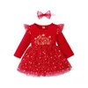 Robes de filles Ma Baby 9M4Years Joyeux Noël Fille Robe Rouge Enfant Infantile Tulle Lettre Tutu Fête Noël Année Costumes D01 231211