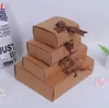 20pcs Vintage Kraft Paper Gift Boxes For Clothes Large Brown Carton Box Shirt Silk Scarf Packaging Boxes With Ribbon4800510