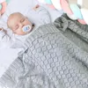 Blankets Solid Color Baby Hollow Knitted Crochet Blanket Sleeping Quilt Swaddle Wrap