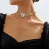 Hänge halsband kvinnor glänsande stora hjärtkristall choker halsband geometriska strider t8de