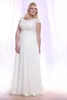 Barato renda plus size vestidos de casamento jóia pescoço uma linha branco boêmio vestido de casamento até o chão chiffon praia robe de mariee