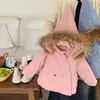 Manteau d'hiver chaud pour bébés filles et garçons, veste bouffante à capuche en fourrure avec fermeture éclair et doublure polaire, manteaux de survêtement pour enfants, coupe-vent, Parka d'extérieur de 1 à 9 ans