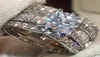 2021 Novos conjuntos de anel vintage 3in1 925 Sterling Silver Cz Promise Rings Banda de casamento para homens Jóias de dedos de festa 3447720