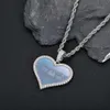 Personalized Heart Photo Necklace 18k Gold Plated Full Diamond Custom Made Photo Heart Pendant Medallions Necklace