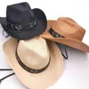 Cappelli larghi da uomo Straw Cappello da cowboy Summer Sun Shade Mamo Jazz occidentale maschile e femminile