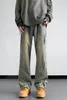 メンズジーンズハイストリートヴィンテージは古いストレートパンツを作るアメリカンファッション洗えたパンツ韓国の特大の雄トルースb155