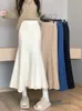 Skirts Knitted Long Skirt for Women Fashion Korean Autumn Winter Ankle-Length Casual Slim Midi Skirt Solid Elegant Women's Skirts 231211