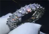 Luksusowy prawdziwy 925 Srebrny Owalny Owalny Księżniczka Zestaw ślubny dla kobiet Zespół zaręczynowy Eternity Jewelry Circonia R4975 P08184901758
