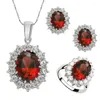 Ketting Oorbellen Set 3 stks/set Ovaal Faux Gem Vol Strass Charme Ring Mode Dame Sieraden