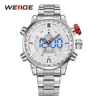 WEIDE Herren-Sportmodell, mehrere Funktionen, Business, automatisches Datum, Woche, analoge LED-Anzeige, Alarm, Stoppuhr, Stahlarmband, Armbanduhr279I