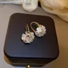 Dangle Earrings Elegant Inlaid Zircon White Flower Cluster Basket Pendant Earring For Women Luxury Charm Gold Color Drop OL N165