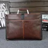 Einfache Design Leder Männer Aktentasche mit Metallgriff Business Männer Dokument Tasche Klassische Büro -Herren -Taschen Handtasche1317a