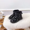 Designer Kids Boots Over The Kne Children Classic Mini Half Snow Boot Winter Bowknot Full päls fluffig satin ankel enfant barn barnskor