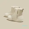 Snow - Big Cotton Boots Femmes Hiver Cuir Véritable Matsutake Fond Épais Baotou Antidérapant Chaud