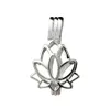 Pendentif fleur de Lotus, petits médaillons en argent Sterling 925, cadeau d'amour, Cage de perles de souhait, 5 pièces282o