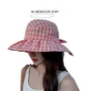 Berety Delikatne plisowane Brim Bucket Hat Summer Beach Small Plaid Fisherman All-Match Surprise Dift na Walentynki