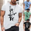 Men's T Shirts Blouse Casual Sleeve Short Statue Male Summer Print Shirt Round Tops Neck Men