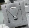 V-Goldmaterial 2024 Luxuriöser hochwertiger Charm-Anhänger mit Halskette und Ohrstecker mit Diamant in versilberter Ausführung mit Stempel PS2076