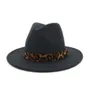 Unisex-Jazz-Fedora-Hüte aus Wollfilz mit Gürtel mit Leopardenmuster, für Damen und Herren, breite Krempe, Panama-Trilby, Karneval, formeller Hut 2956269