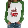 Damen-Kapuzenpullover, Weihnachts-Sweatshirts für Damen, lässig, Farbblock, Rundhalsausschnitt, bedruckt, langärmelig, Blusen