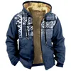 Men's Hoodies Long Sleeved Ethnic Print Hooded Fleece Warm Casual Fashion Sweatshirt