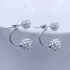 Stud Earrings 925 Silver Needle Fashion U Bend Shiny Crystal Shambhala Ball Ladies Jewelry Women Anti Allergy