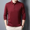 Polos pour hommes SHiONFA Hommes Gaufre À Manches Longues Solide T-shirt Élasticité Loisirs Automne Vêtements Confortable Col Rabattu Polos Décontractés 4XL 231211