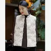 Trenchs de femmes automne hiver rétro coton gilet style chinois plaque boucle vêtements chauds épaule fleur