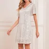 Casual Dresses Sexy Sequin Dress For Women Elegant Fashion V Neck Short Sleeve T Shirt Loose Mini Party Club Robe Femme 2023