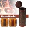 中世のヴィンテージシングルレッドワインボックスポータブルラウンドウッドワインボックスレトロギフトフェスティバル装飾ワインストレージボックスボトルパッケージ